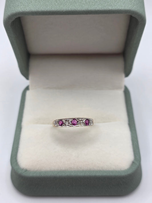 9ct gold ruby and diamond ring