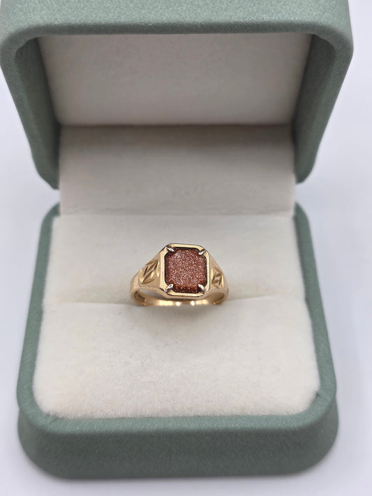 Vintage 9ct gold goldstone signet ring