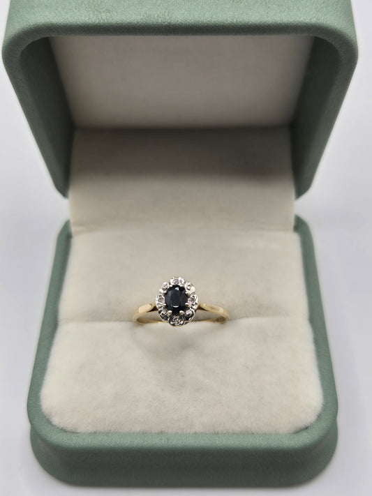9ct gold sapphire and diamond ring