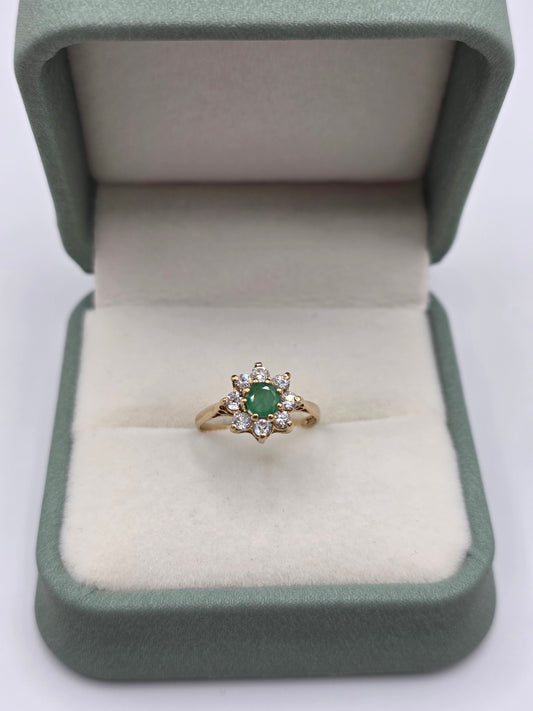 9ct gold emerald and cz ring