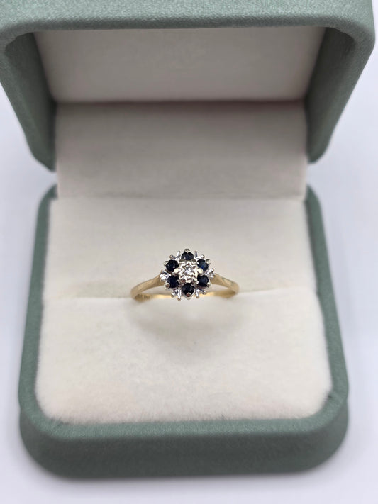 9ct gold sapphire and diamond ring
