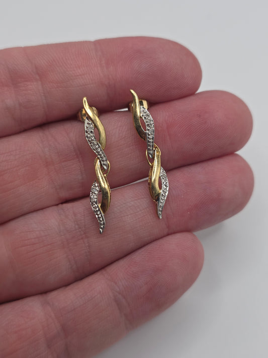 9ct gold diamond earrings