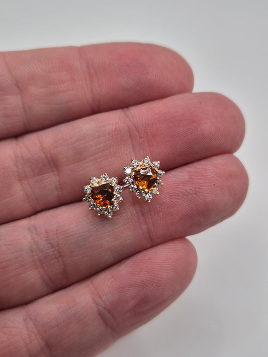 9ct gold citrine and zircon earrings