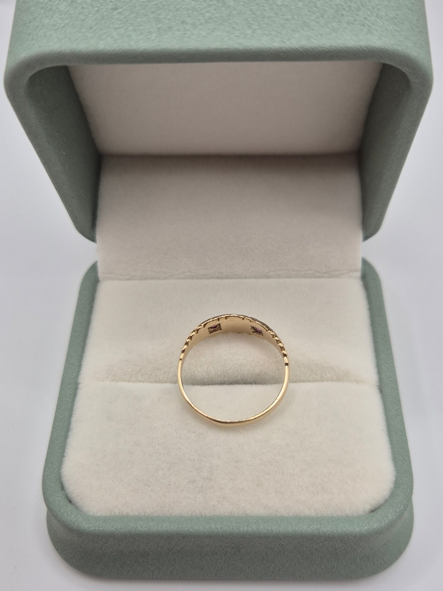 9ct gold opal and ruby gypsy ring