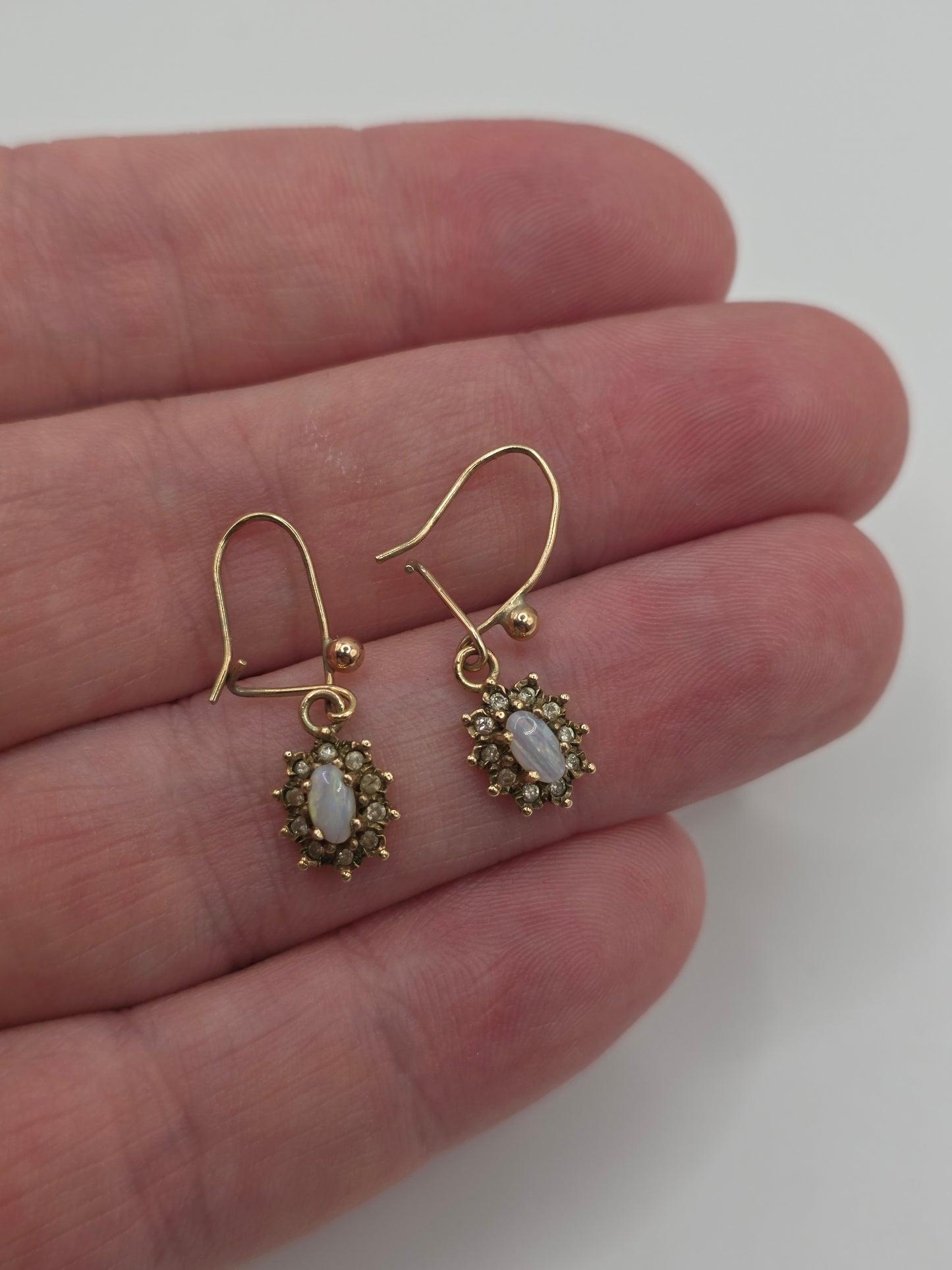 9ct gold opal and diamond earrings