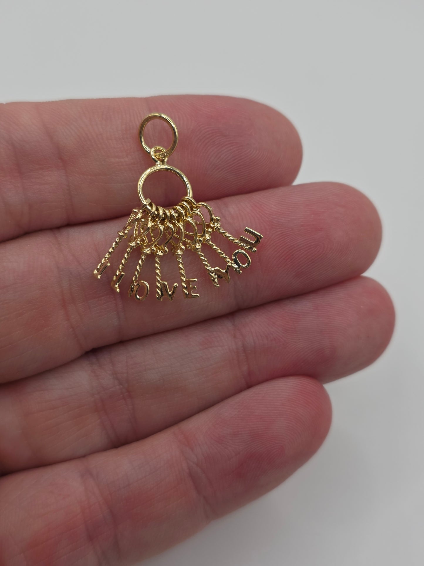 9ct gold i love you keys charm