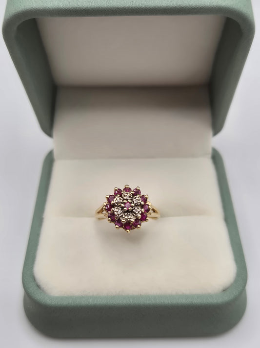 9ct gold ruby and diamond ring