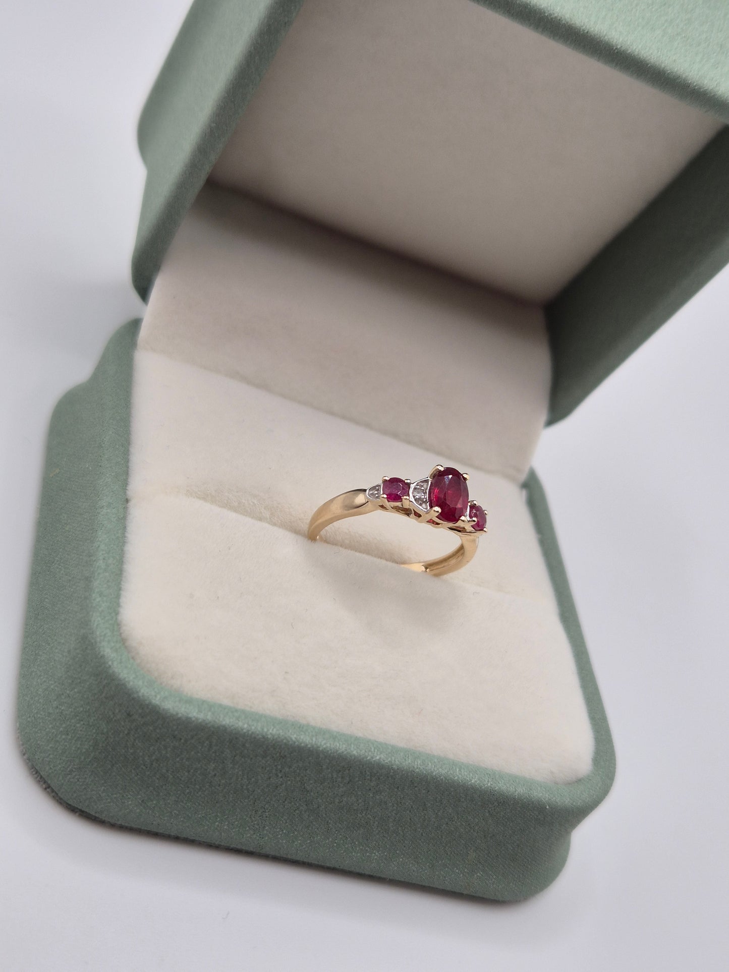 9ct gold ruby and diamond ring