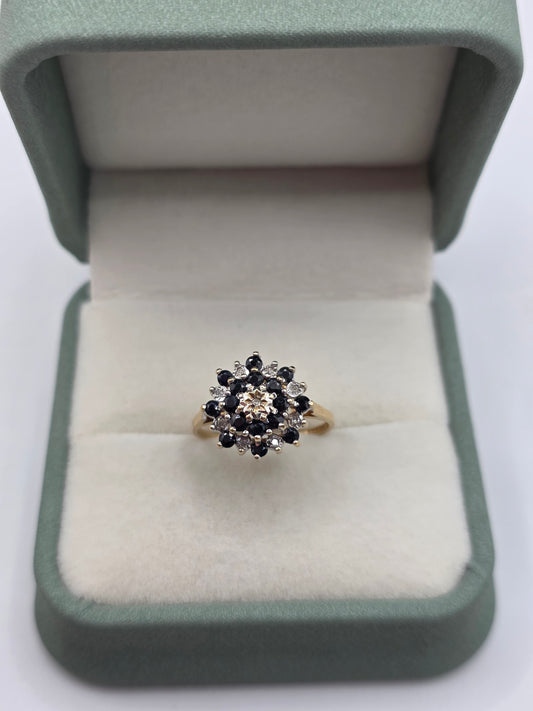 9ct gold sapphire and diamond ring
