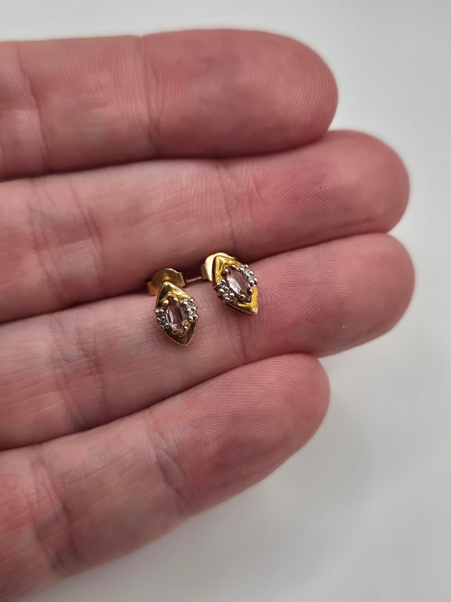 9ct gold amethyst and diamond earrings