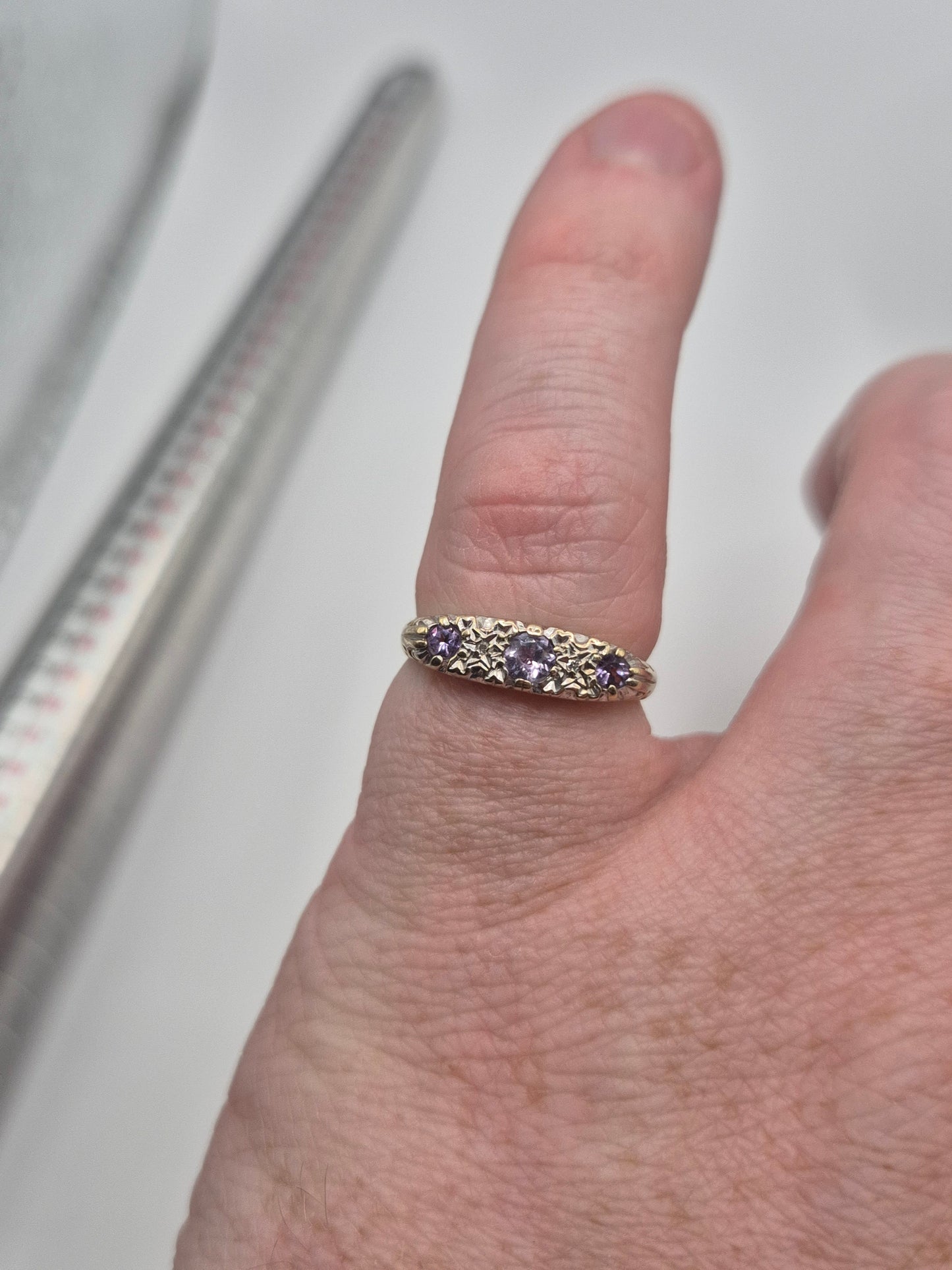 9ct gold amethyst and diamond ring