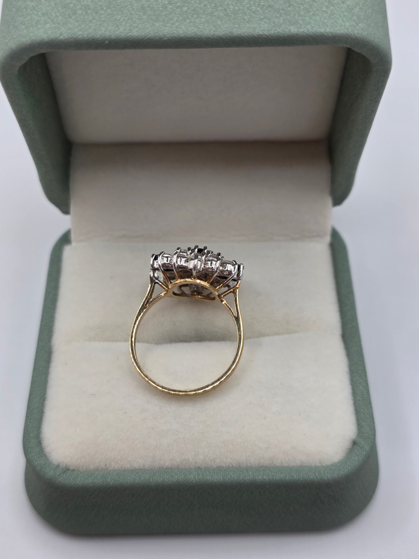 9ct gold sapphire and cz ring