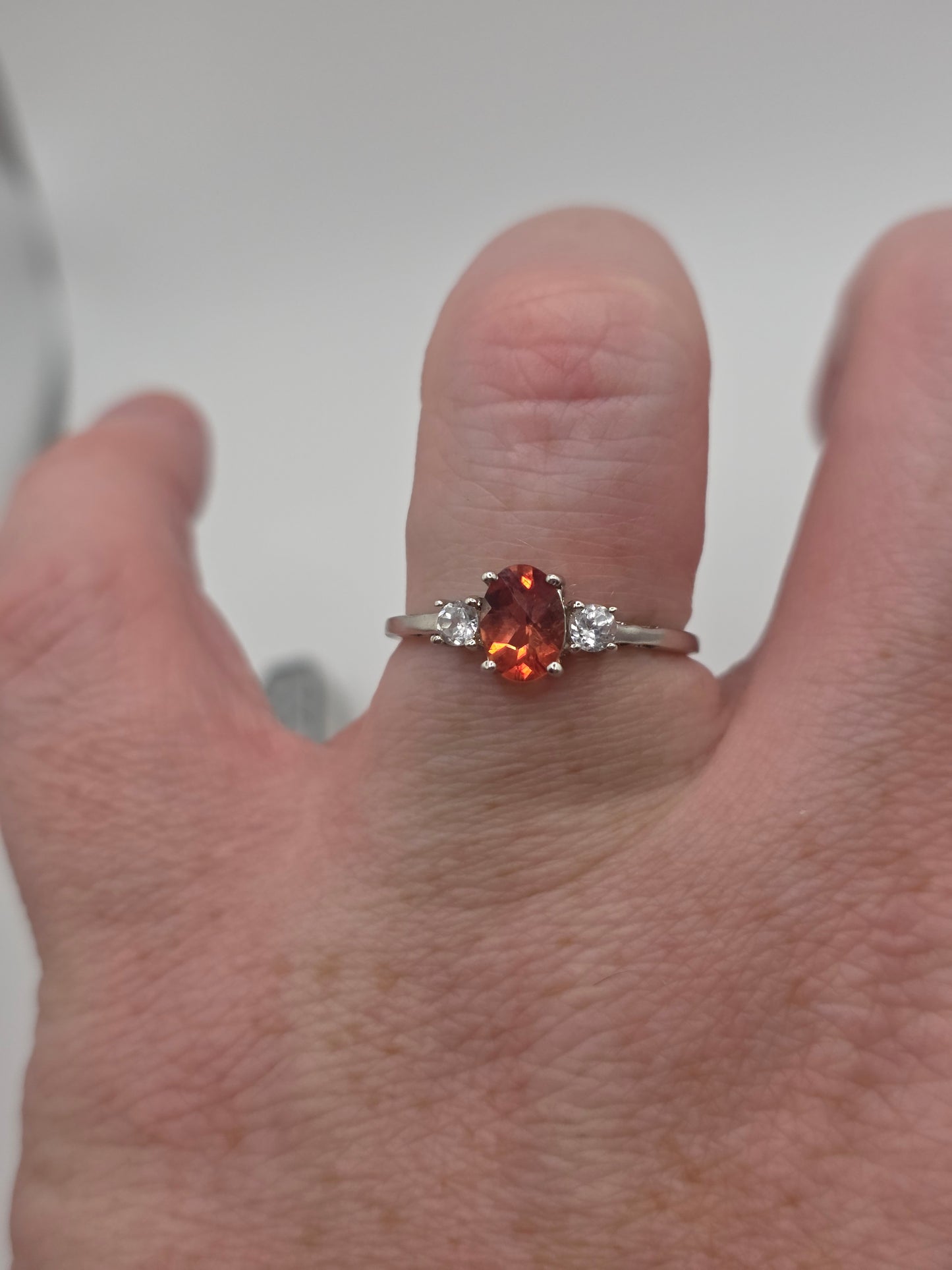 9ct white gold topaz and cz ring