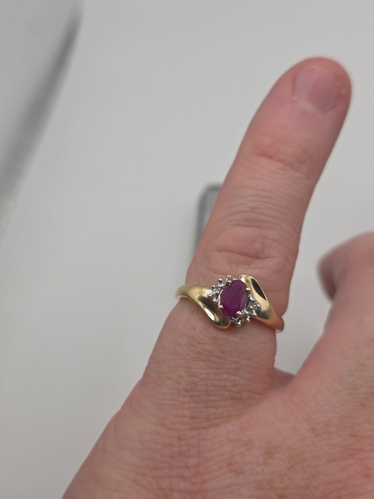 9ct gold ruby and diamond ring