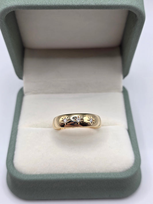 9ct gold diamond gypsy ring