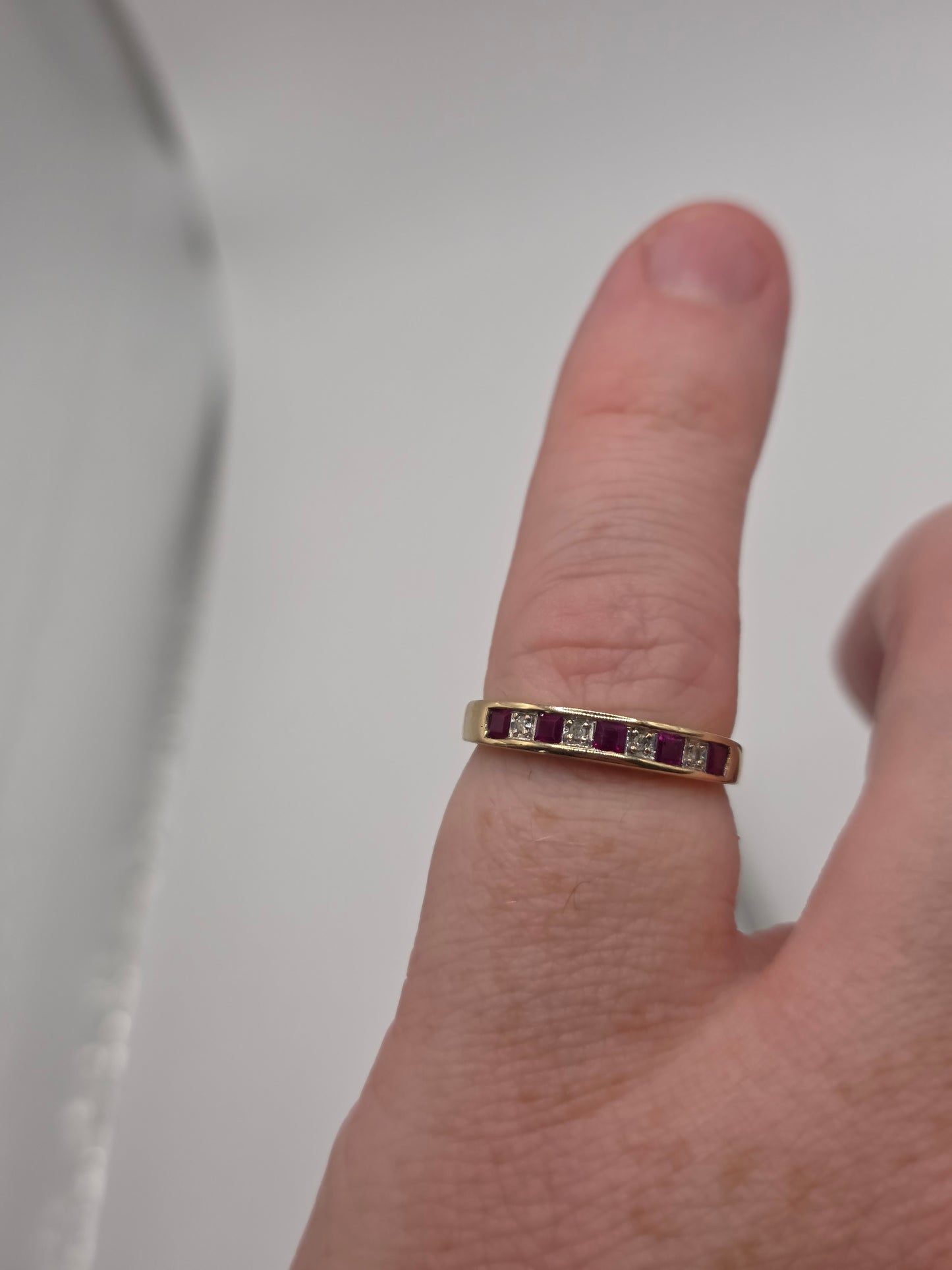 9ct gold ruby and diamond ring