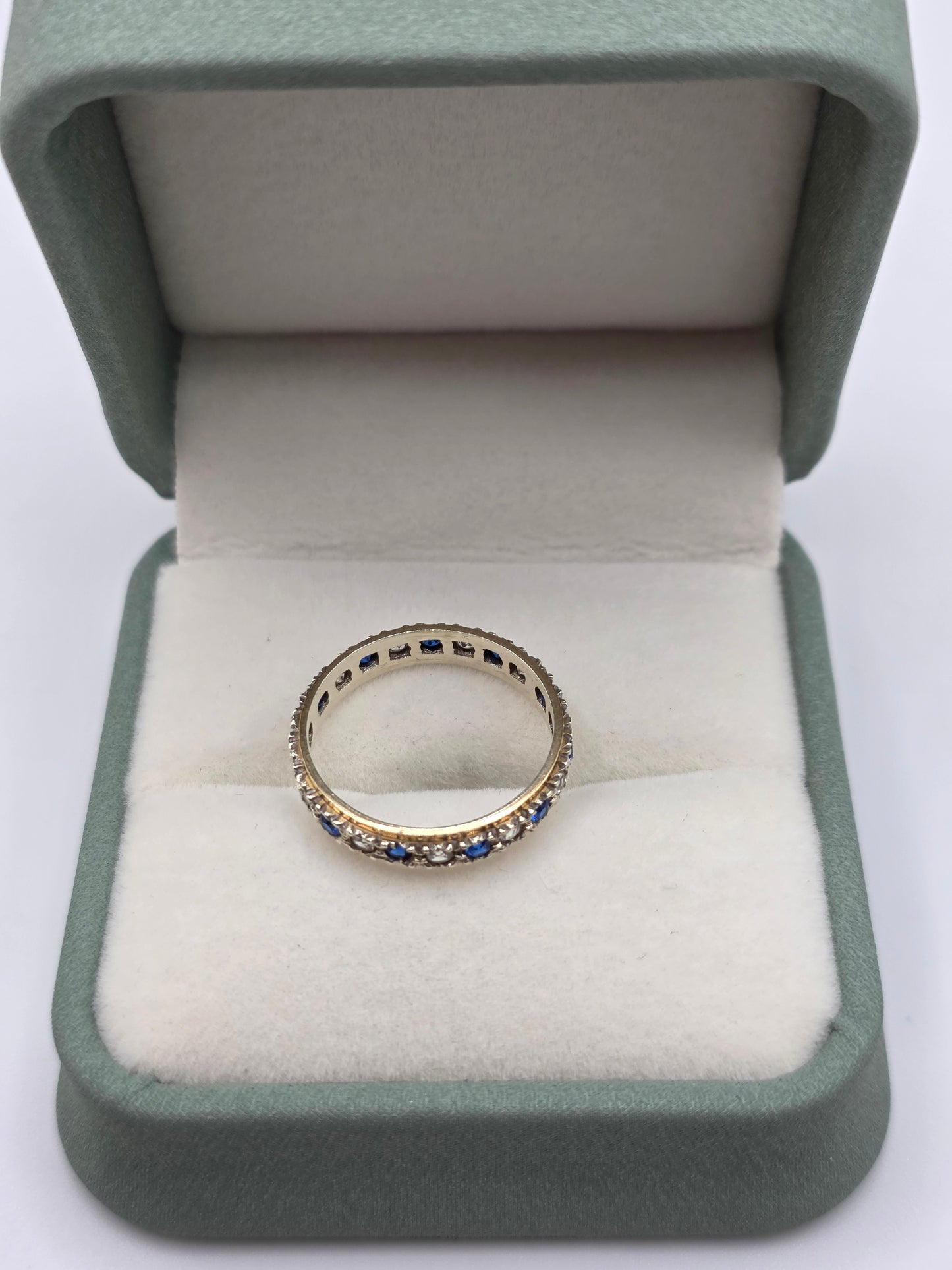 9ct gold synthetic sapphire and cz eternity ring