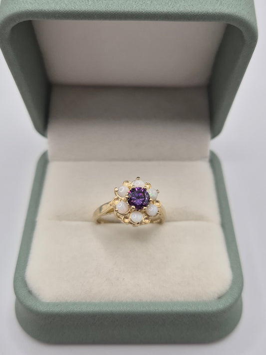 9ct gold amethyst and opal ring
