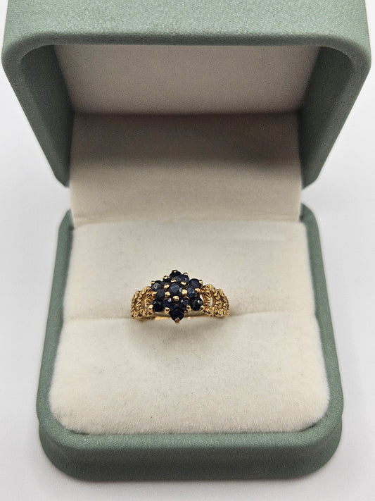 9ct gold sapphire cluster ring