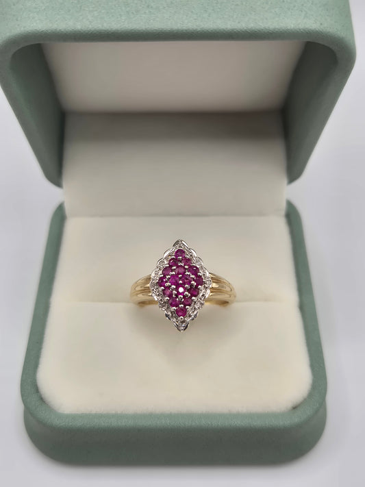 9ct gold ruby and diamond ring