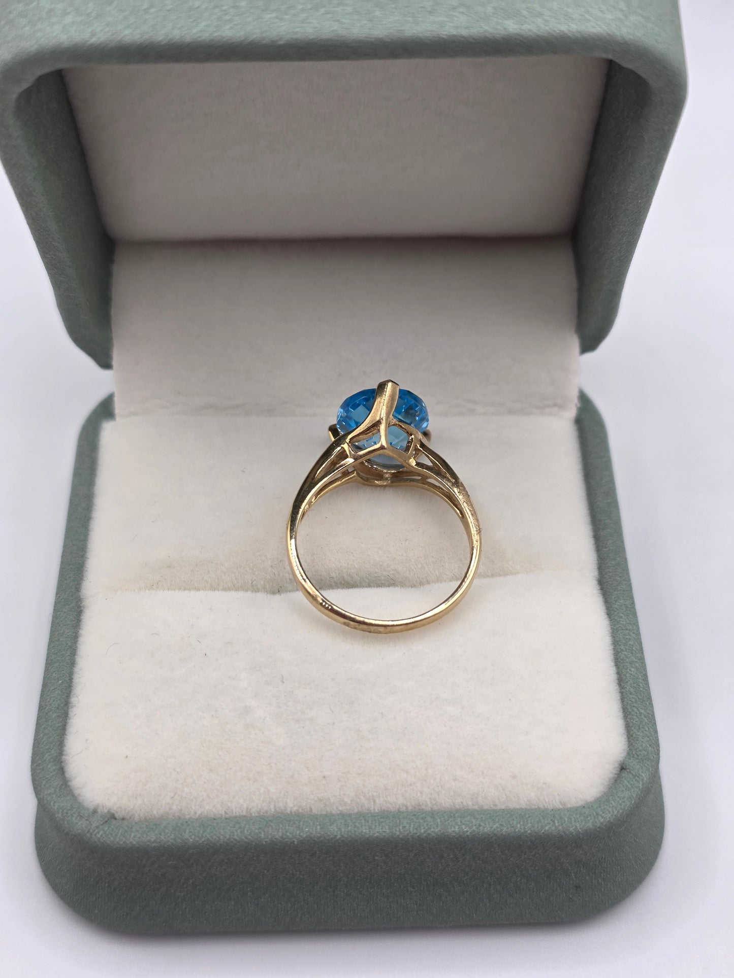9ct gold blue topaz heart ring