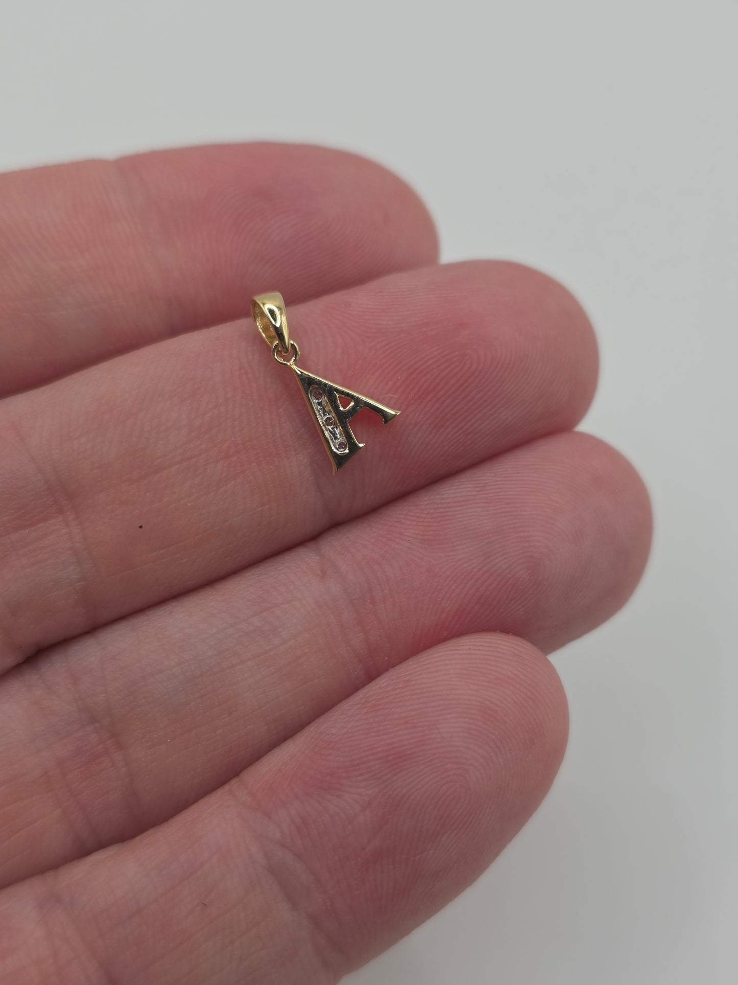 9ct gold diamond initial A pendant