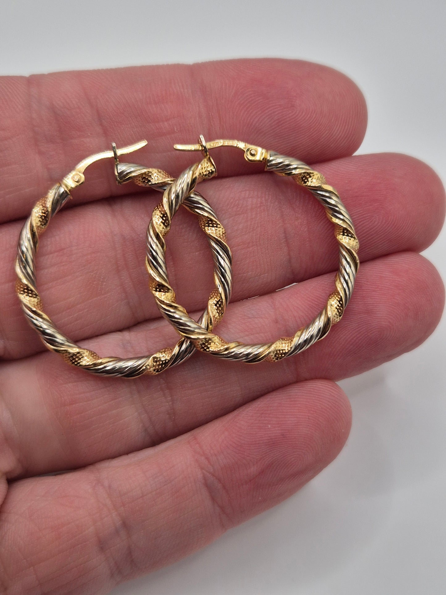 18ct two tone gold creole earrings