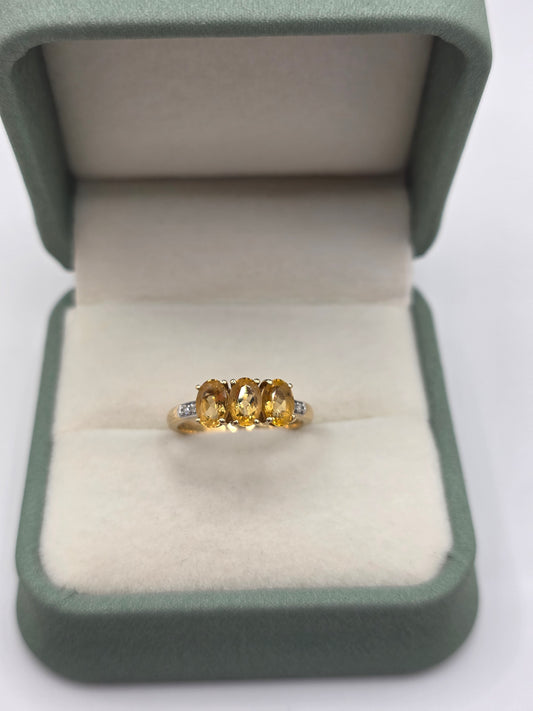 9ct gold citrine and diamond ring