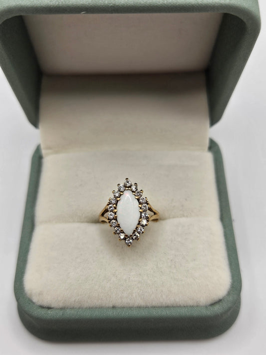 9ct gold opal and cz ring