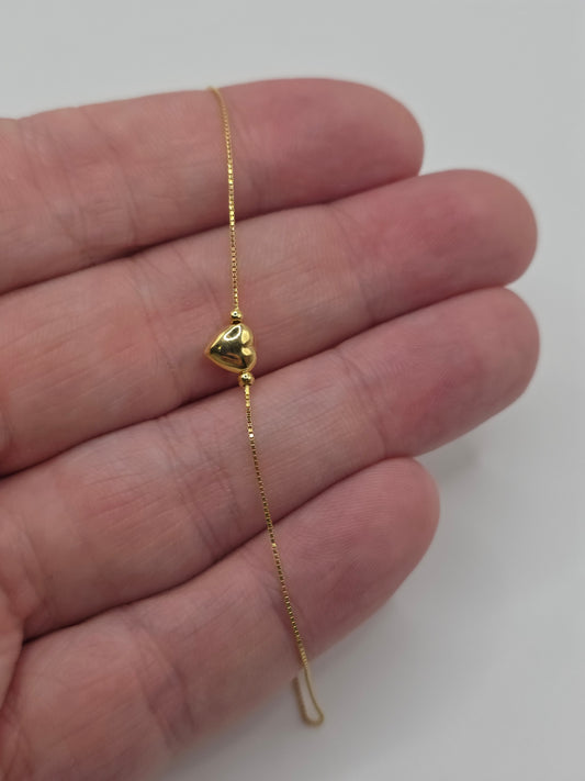 9ct gold heart anklet