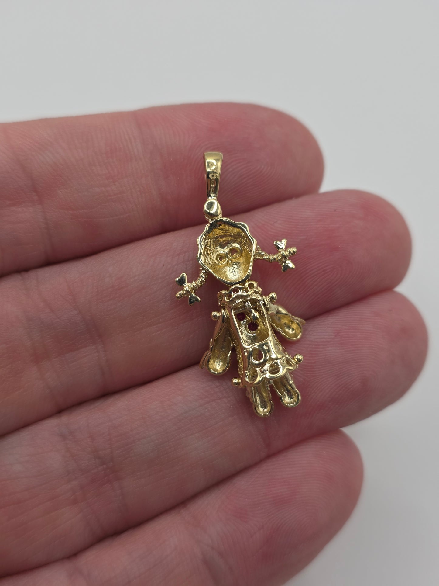 9ct gold gemstone rag doll pendant