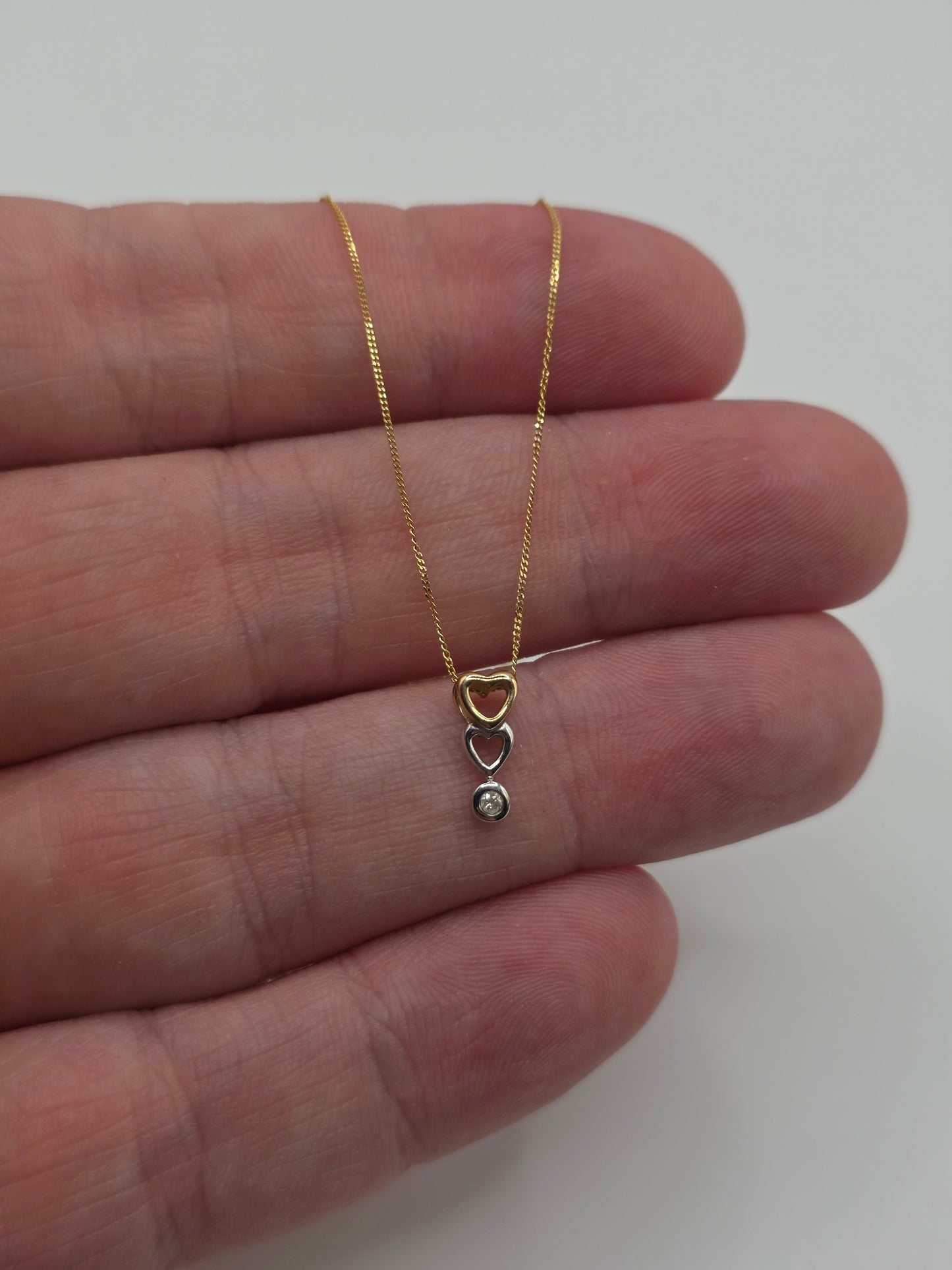 9ct two tone gold diamond heart necklace