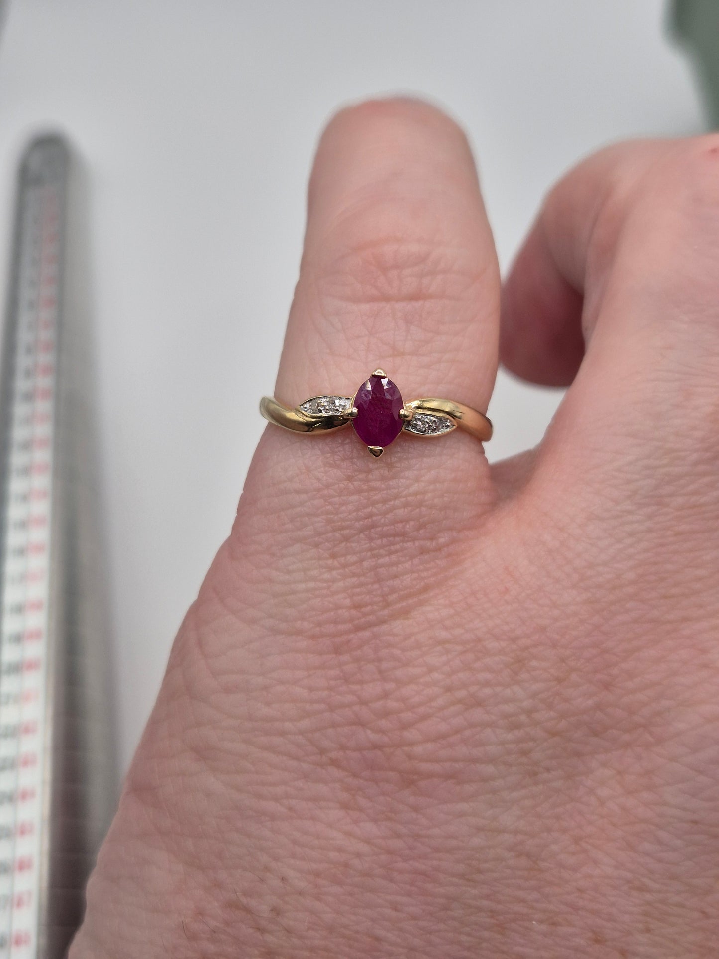 9ct gold ruby and diamond ring