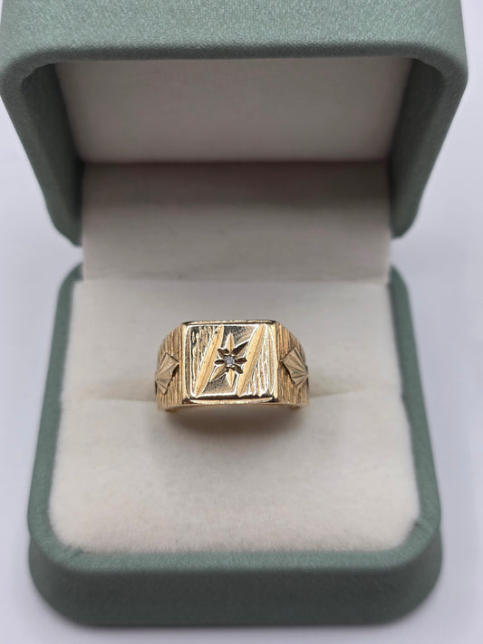 9ct gold diamond signet ring