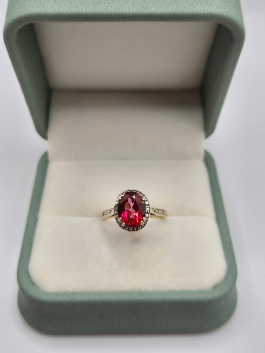 9ct gold tourmaline and diamond ring