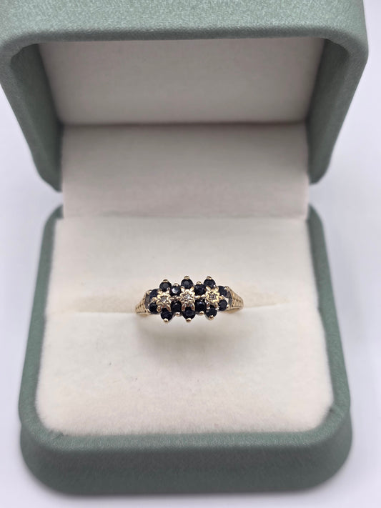 9ct gold sapphire and diamond ring