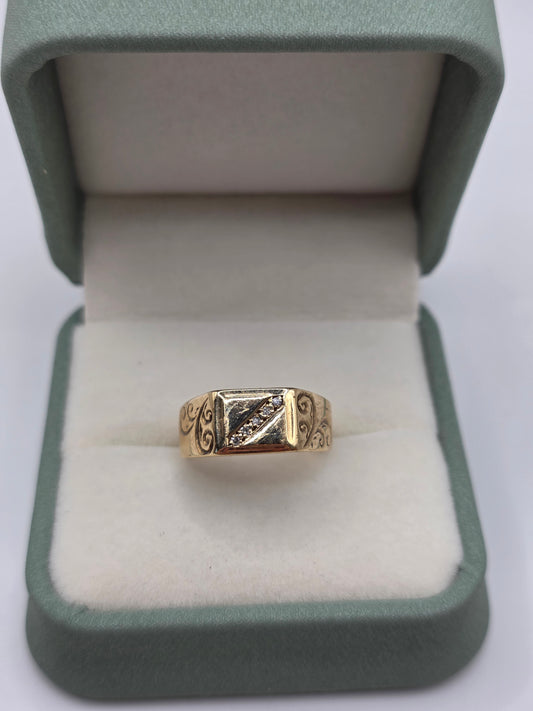 9ct gold diamond signet ring