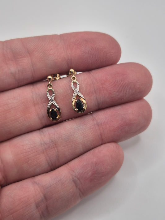 9ct gold sapphire and diamond earrings