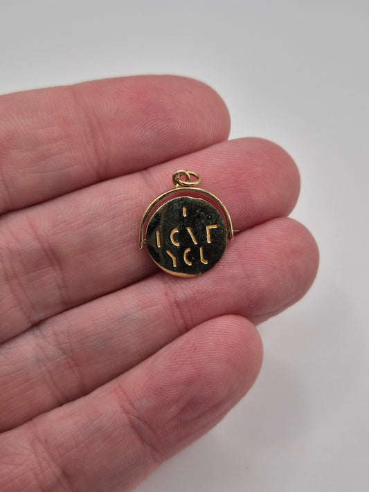 9ct gold i love you spinner pendant