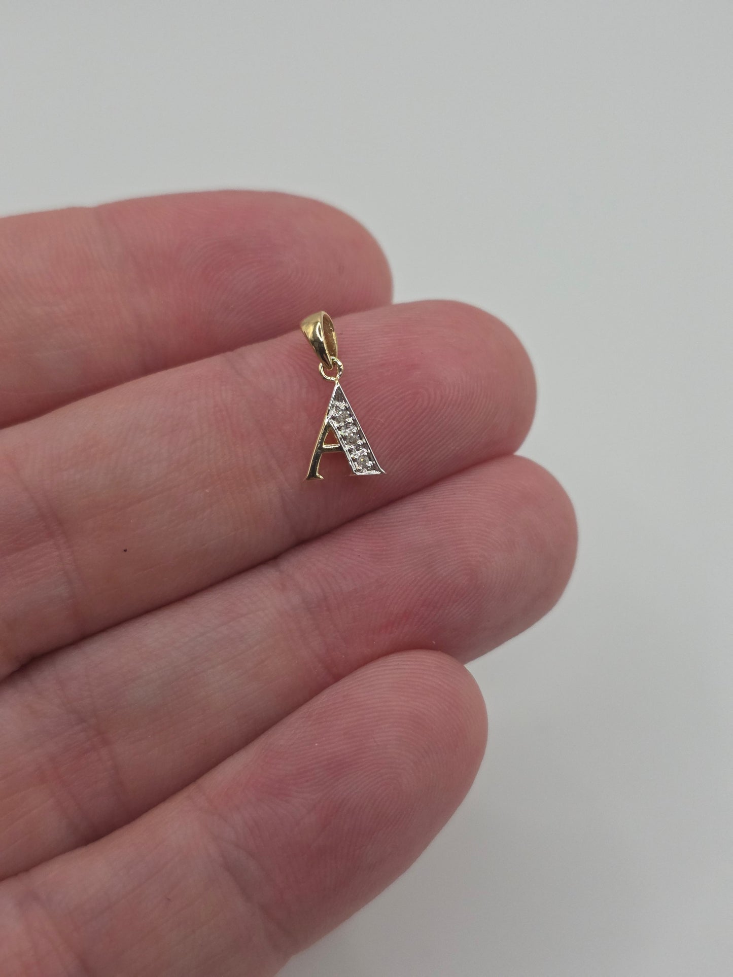 9ct gold diamond initial A pendant