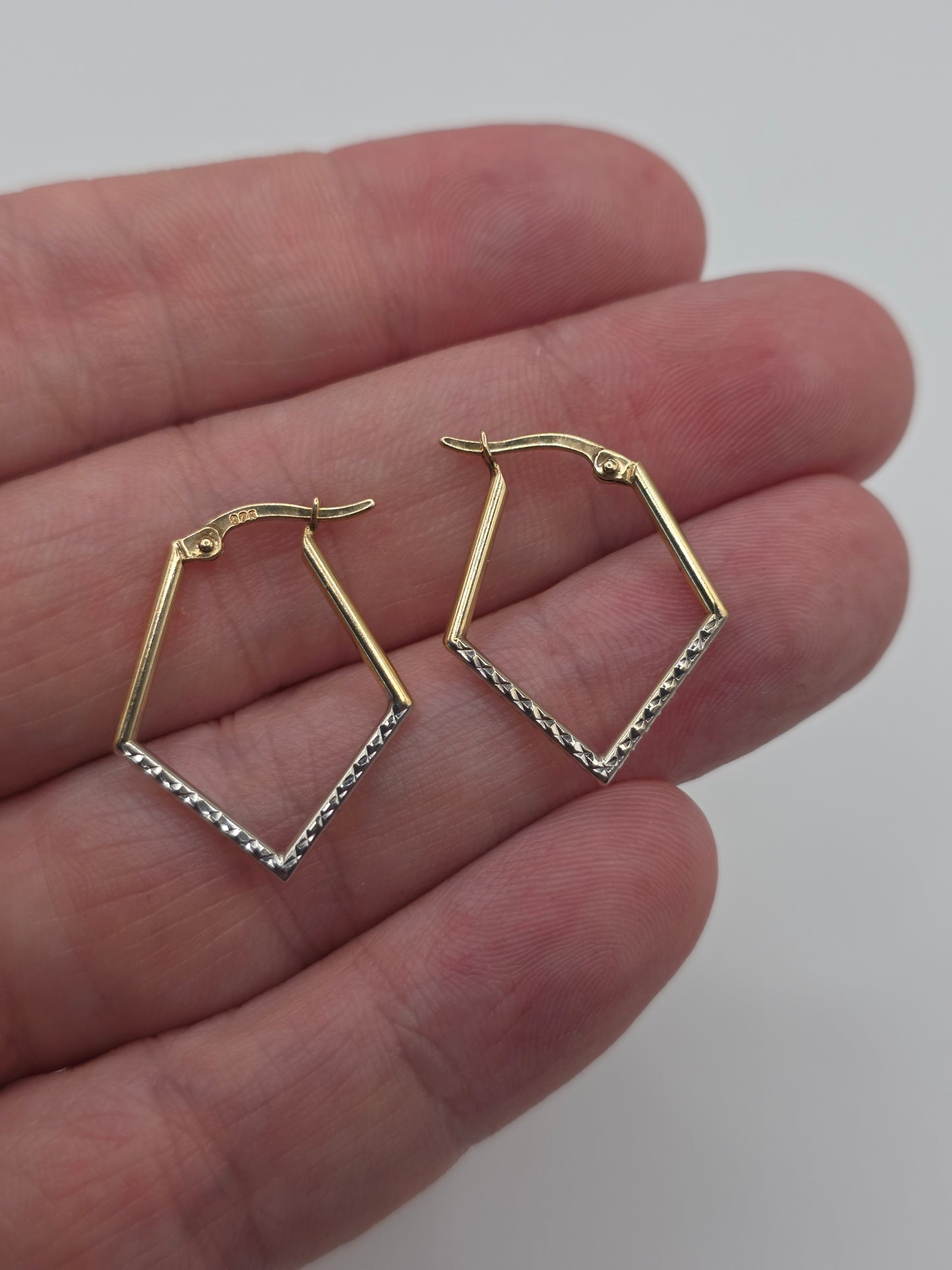 9ct two tone gold creole earrings