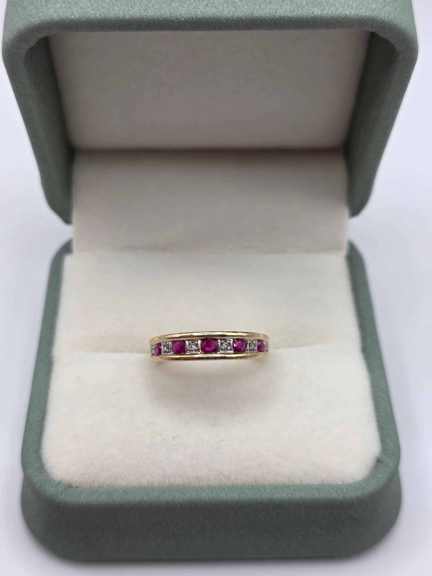 9ct gold ruby and diamond ring