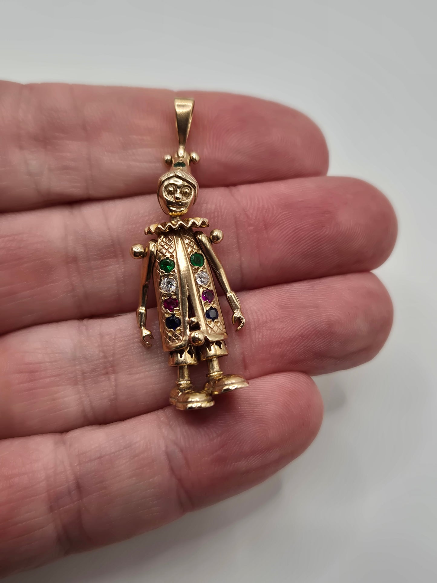 9ct gold multigem clown pendant