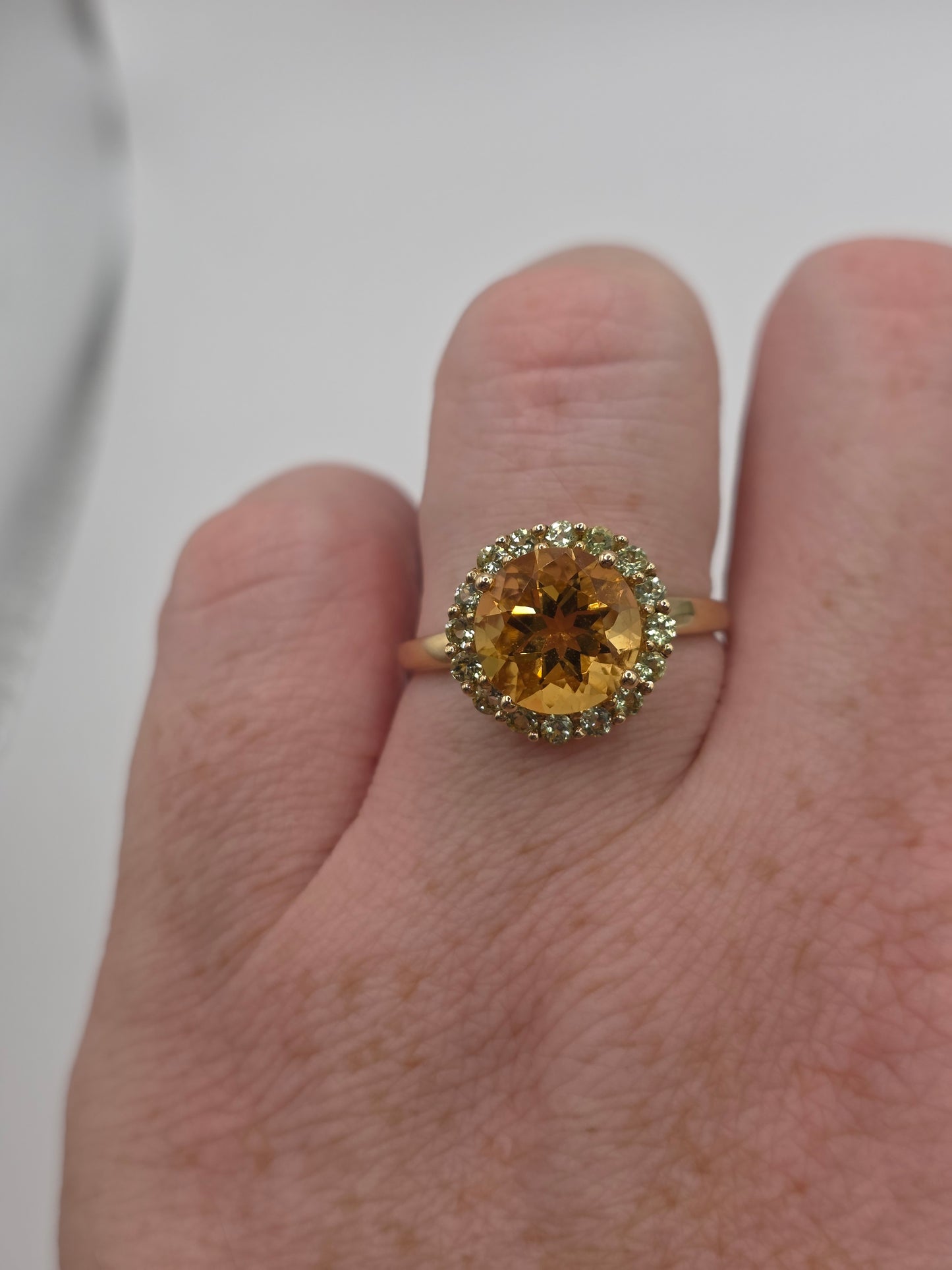 9ct gold citrine and tourmaline ring