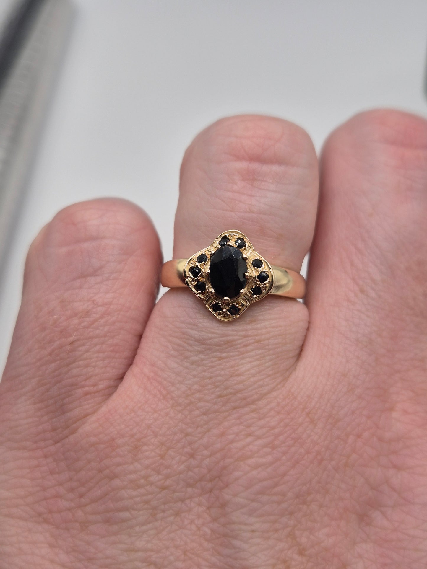 9ct gold black diamond ring
