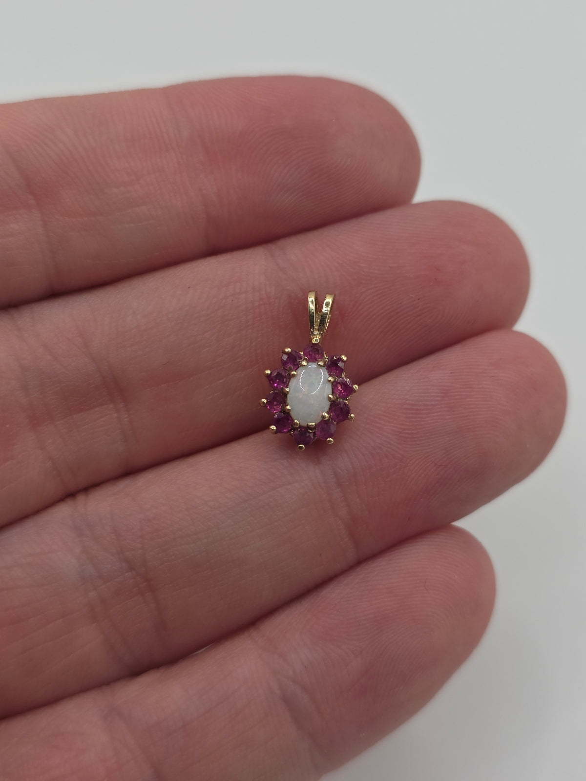 9ct gold opal and ruby pendant