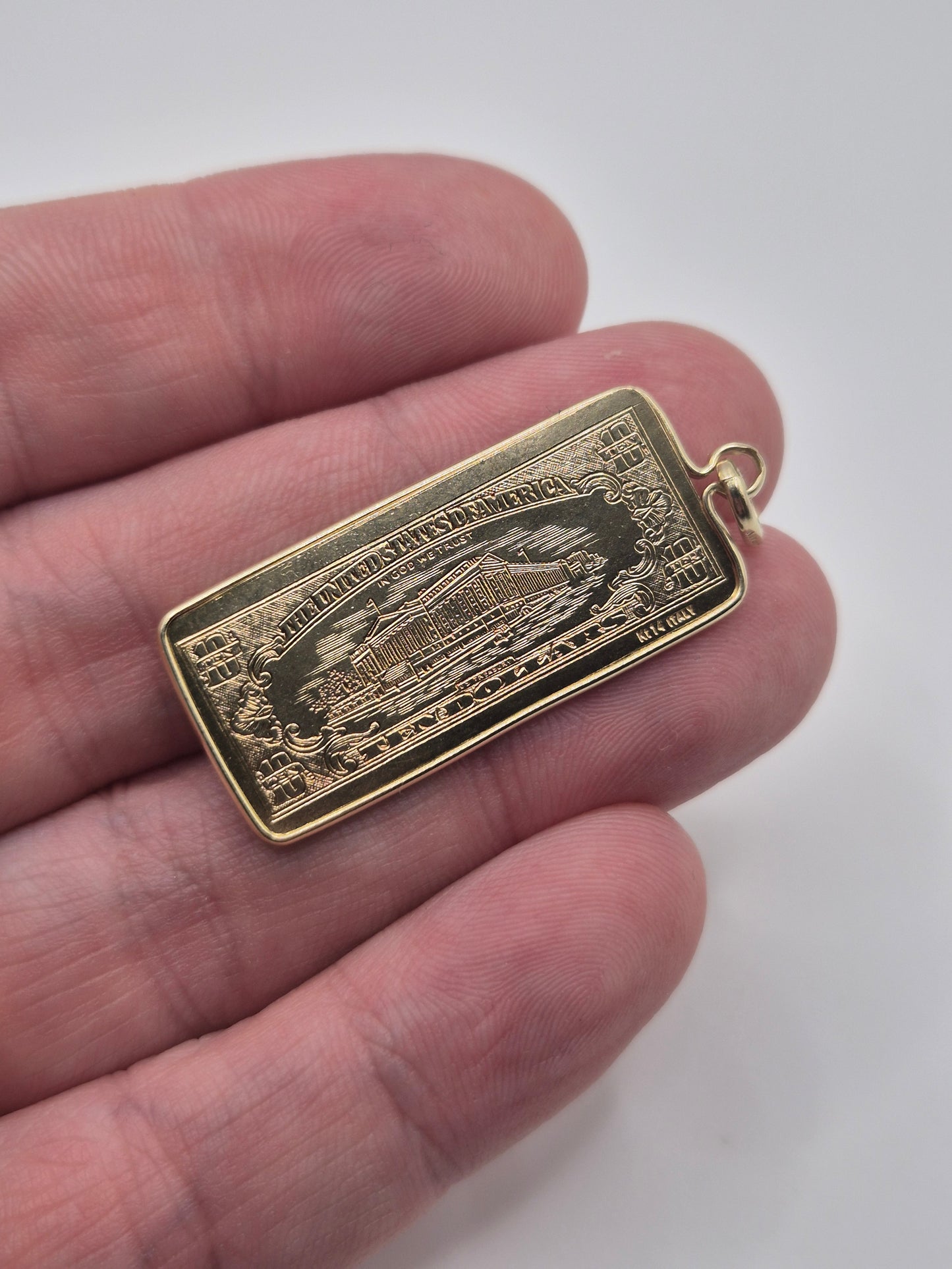 14ct gold $10 bill pendant