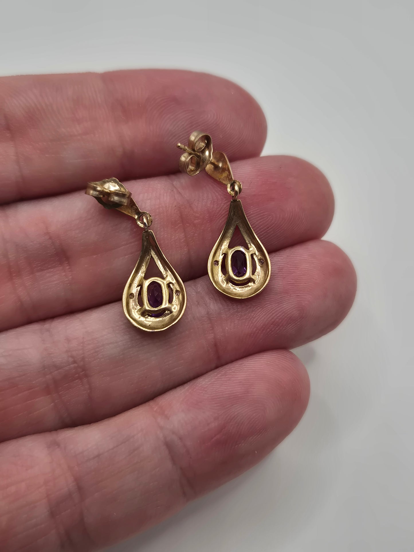 9ct gold amethyst and diamond earrings