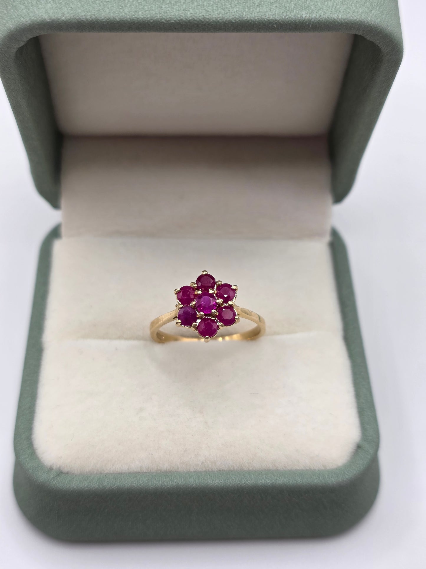 9ct gold ruby cluster ring
