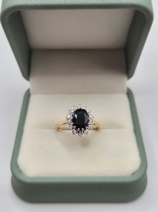 9ct gold sapphire and diamond ring